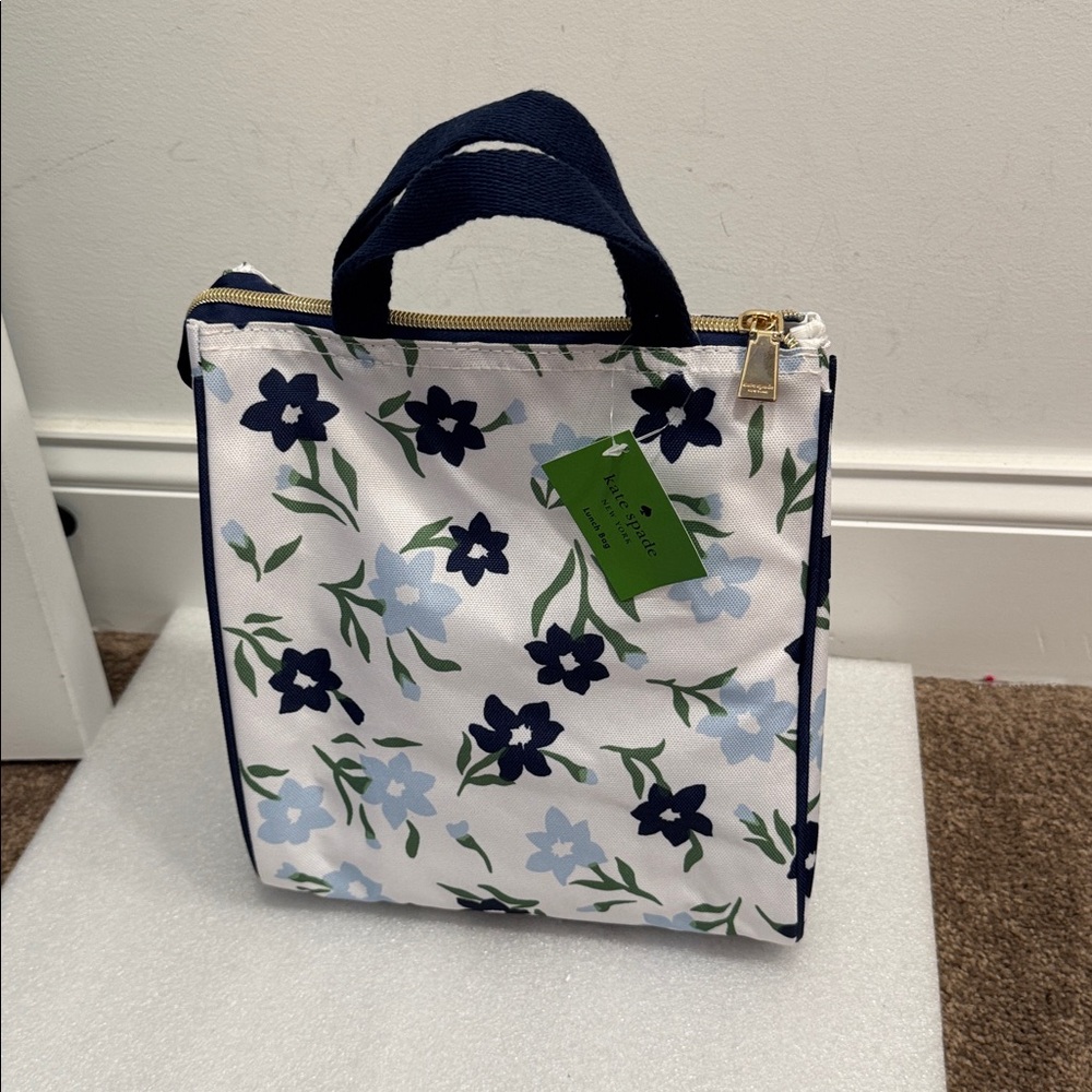 kate spade Floral Print White, Navy & Light Blue Tote - Picture 3 of 6